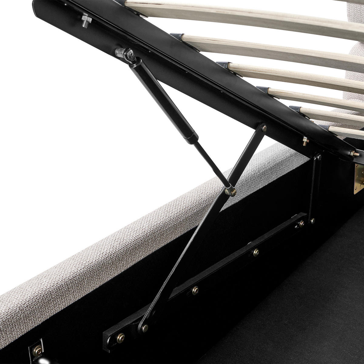 BETT mit Stauraum 180/200 cm Kunstleinen Grau Bonifacio - Grau, Textil (180/200cm) - Beliani