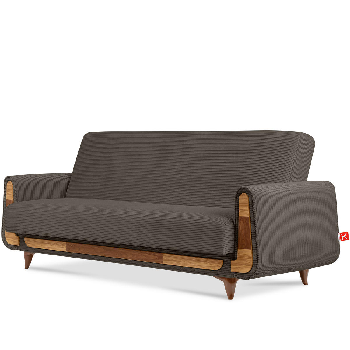3-SITZER-SCHLAFSOFA GUSTAVO II mit Armlehnen, Graubeige - Greige/Beige, Holz/Holzwerkstoff (230/98/98cm) - KONSIMO®