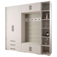 GARDEROBEN-SET 236,7/240/47 - Schwarz/Weiß, Holz/Kunststoff (240/236.7/47cm) - Abiks Möbel
