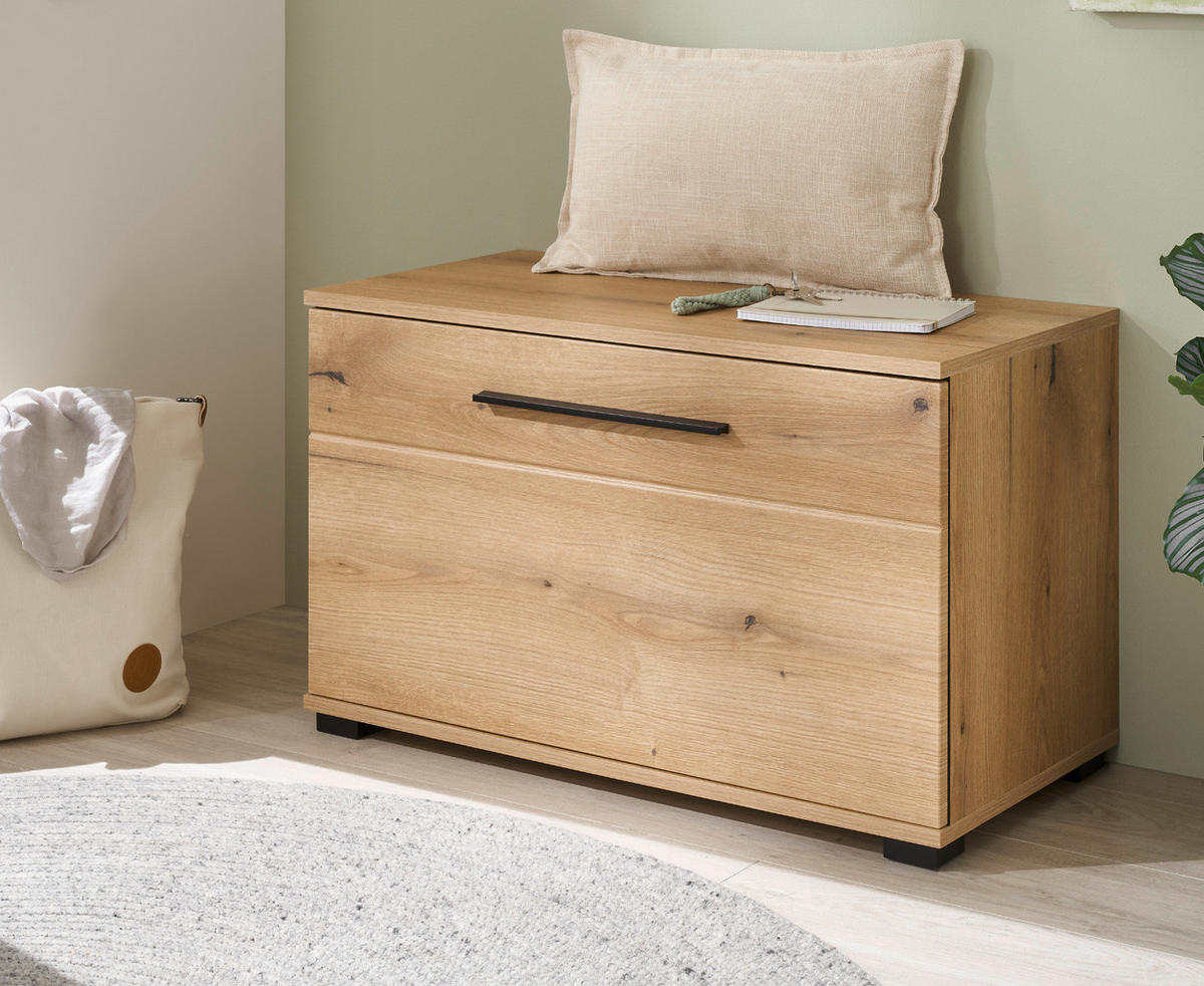 GARDEROBENBANK Evoke Eiche 80 cm, Sitzbank mit Stauraum - Eichefarben/Schwarz, Holzwerkstoff/Kunststoff (80/50/40cm) - Furn.Design