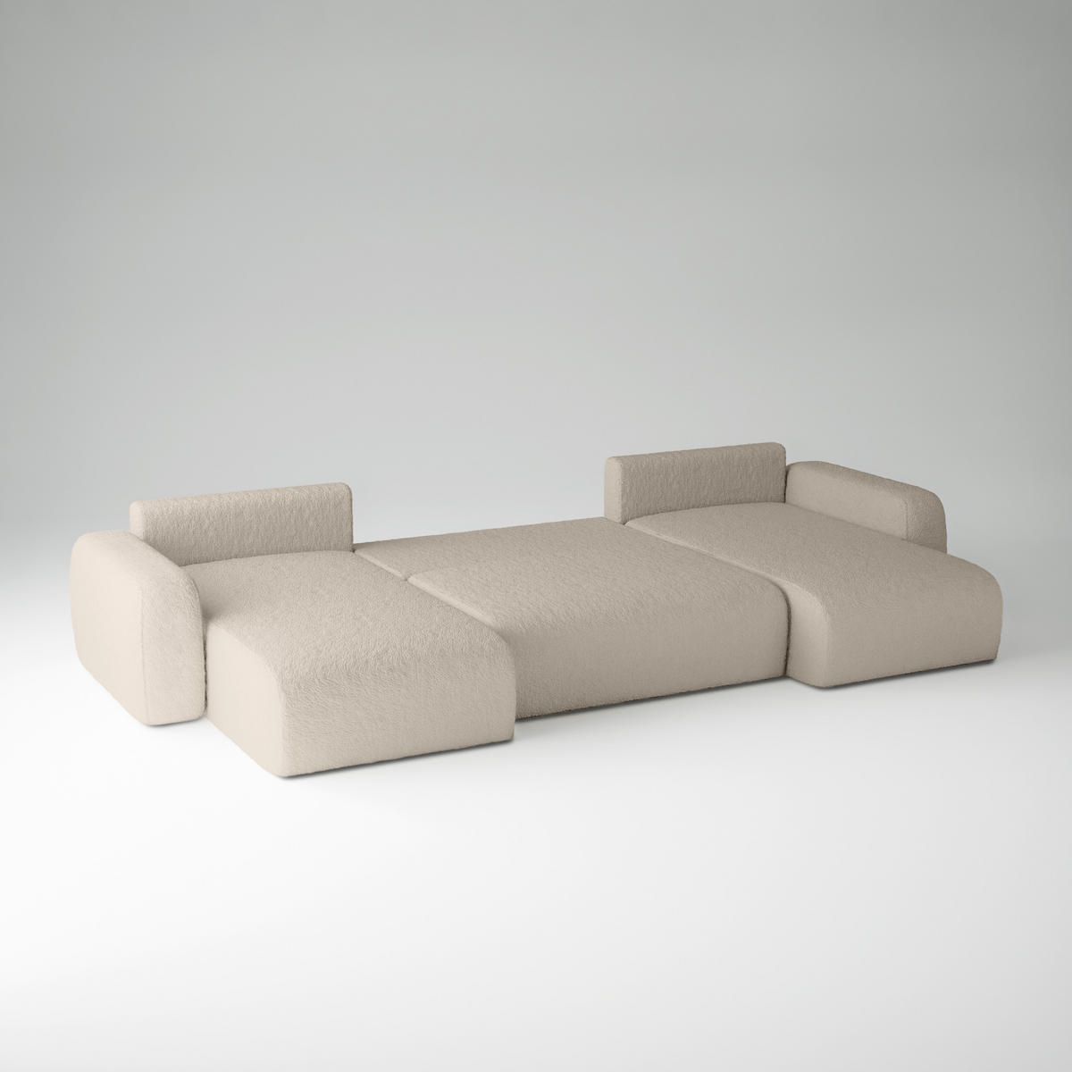 WOHNLANDSCHAFT Eckcouch Beige Varde U - Beige, Textil (185/70/398cm) - Fedve