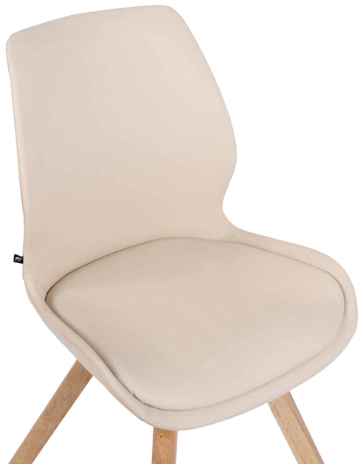 STUHL Lederlook creme - Eukalyptusholzfarben/Creme, Holz/Textil (49/87.5/58cm) - CLP