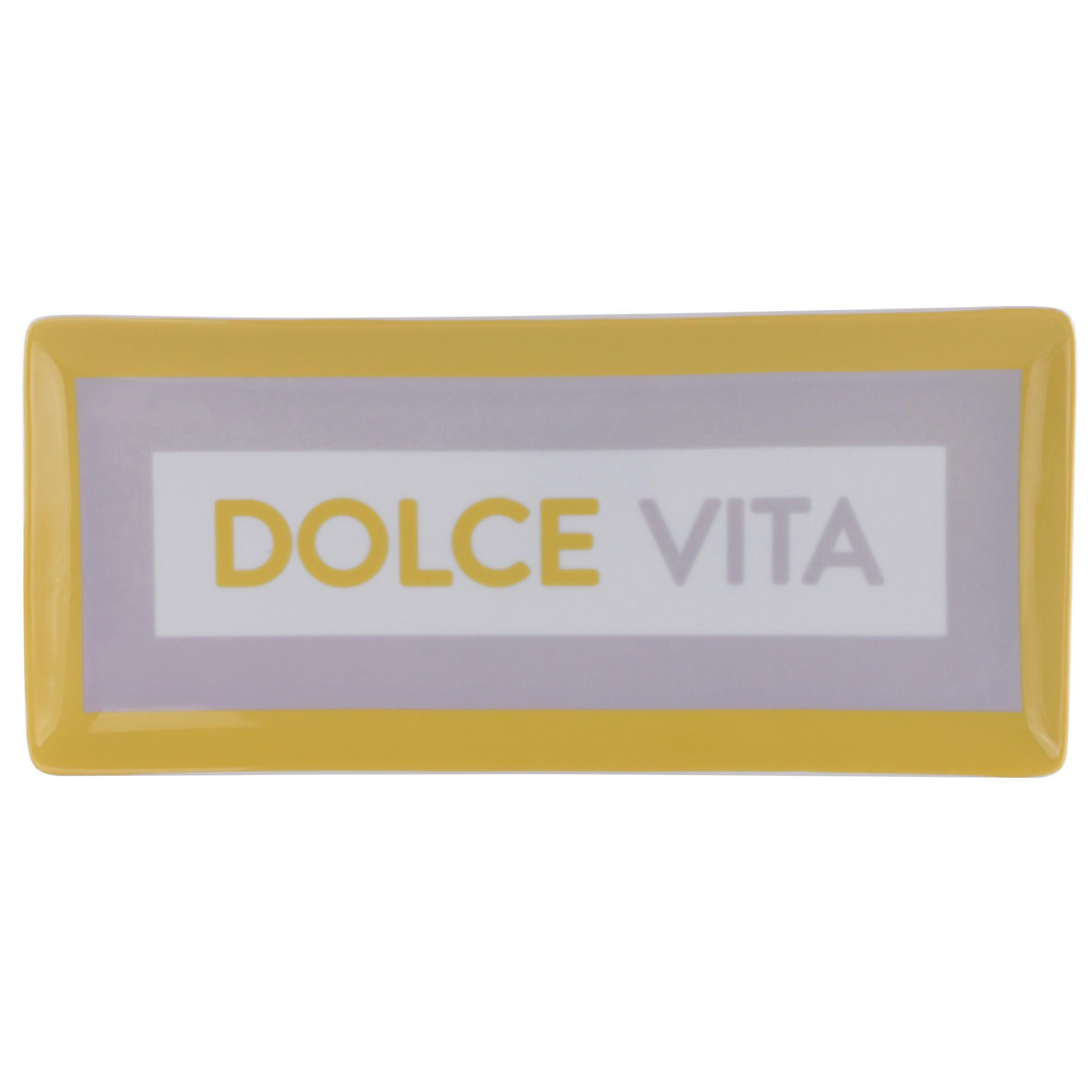 DEKOTABLETT Dolce Vita Gelb/Weiß/Flieder - Flieder, Keramik (1.7cm) - Mömax