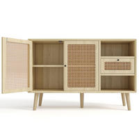 SIDEBOARD 120/40/80 cm in Eiche mit Rattangeflecht, 1 Schublade und 2 Türen - Eichefarben, Holzwerkstoff (120/80/40cm) - Flora Grace