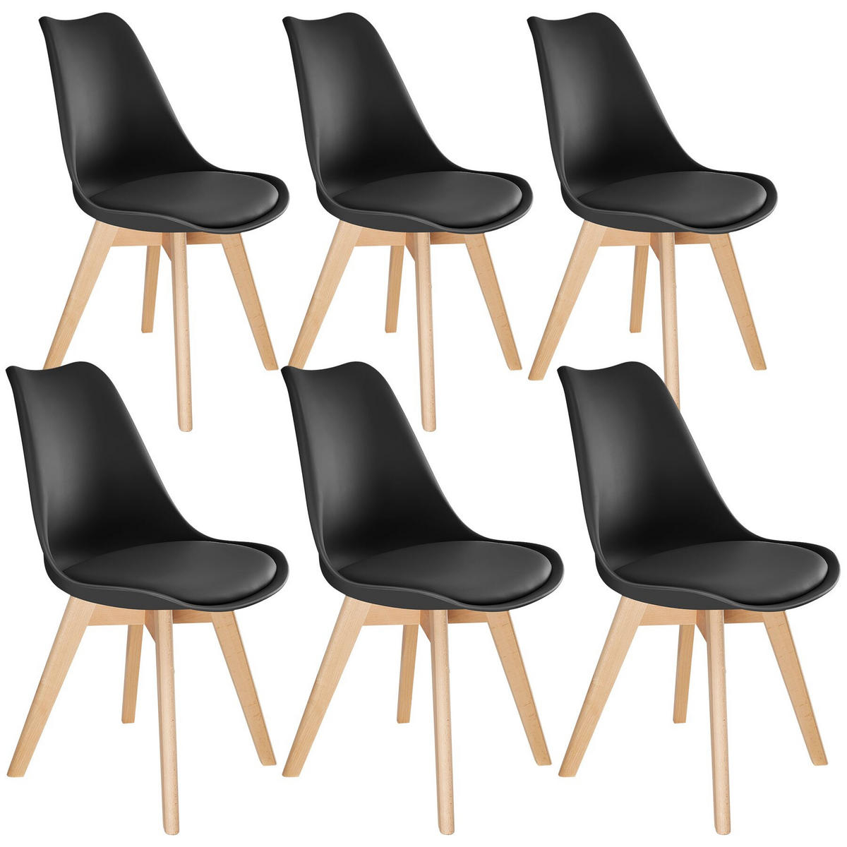 ESSZIMMERSTUHL 6er Set Friederike 49 x 56 x 82,5 cm schwarz - Schwarz, Textil (49/82.5/56cm) - tectake