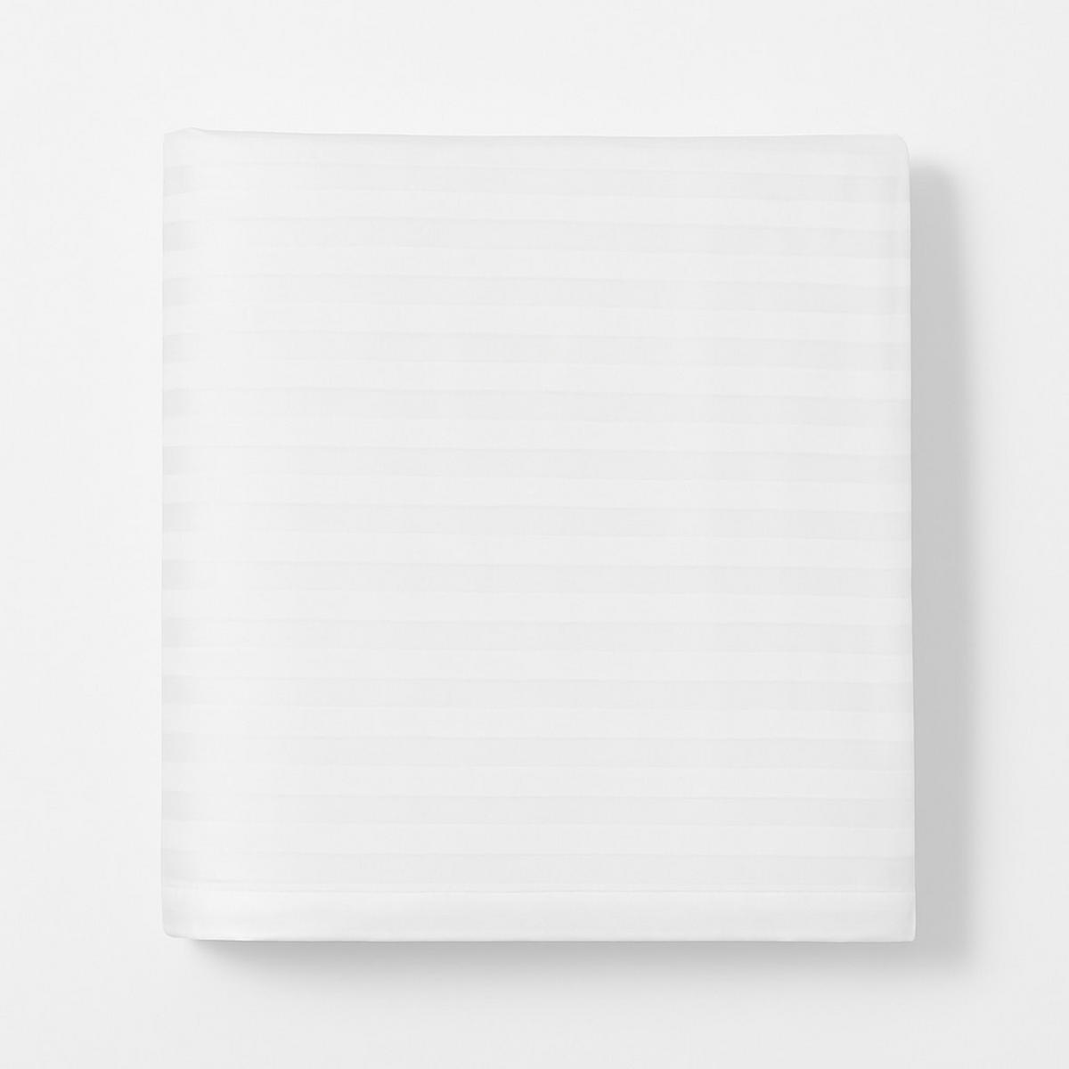 BETTBEZUG 200x200 Weiß gestreift aus Baumwollsatin – 100 % Baumwolle, mercerisiert, glänzend & atmungsaktiv - Weiß, Textil (200/200cm) - Letti Moderni