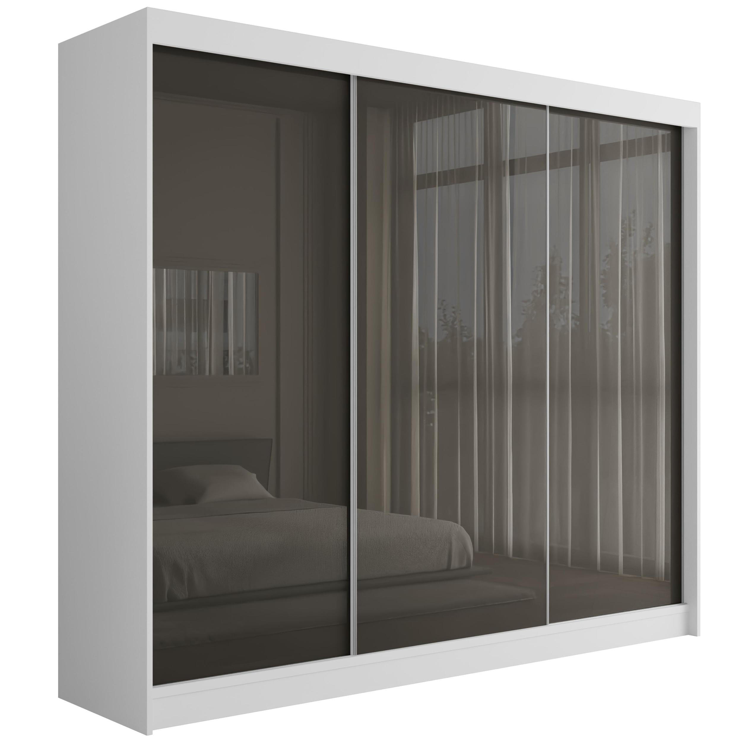 KLEIDERSCHRANK PEKA - 250 cm - Weiß|Grau - Weiß/Grau, Holzwerkstoff (250/215/61cm) - ALTDECOR