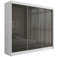 KLEIDERSCHRANK PEKA - 250 cm - Weiß|Grau - Weiß/Grau, Holzwerkstoff (250/215/61cm) - ALTDECOR
