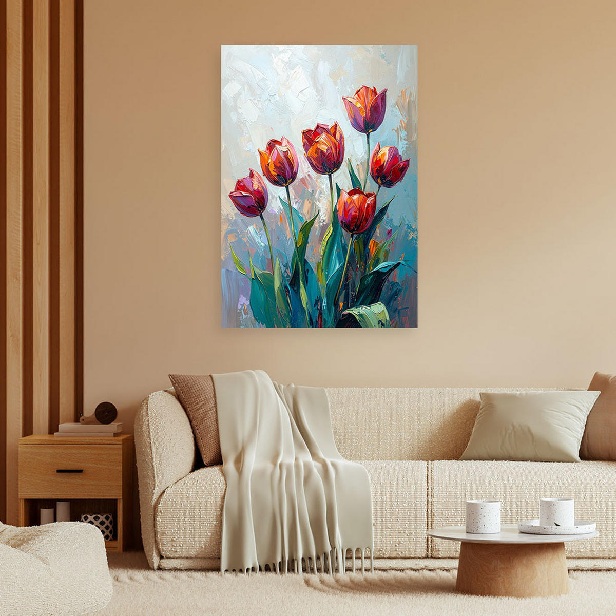 LEINWANDBILD Blumen 30x45cm - Rot, Textil (30/45cm) - Feeby