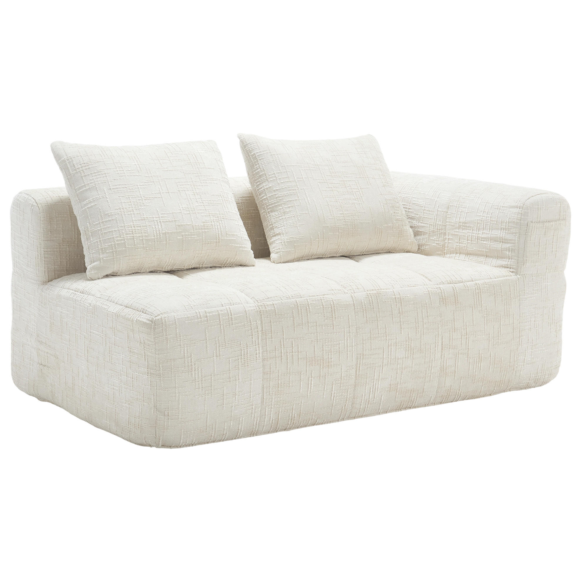 OKWISH POHOVKA 158/90/60 cm béžová z chenille s kapsami a polštářem