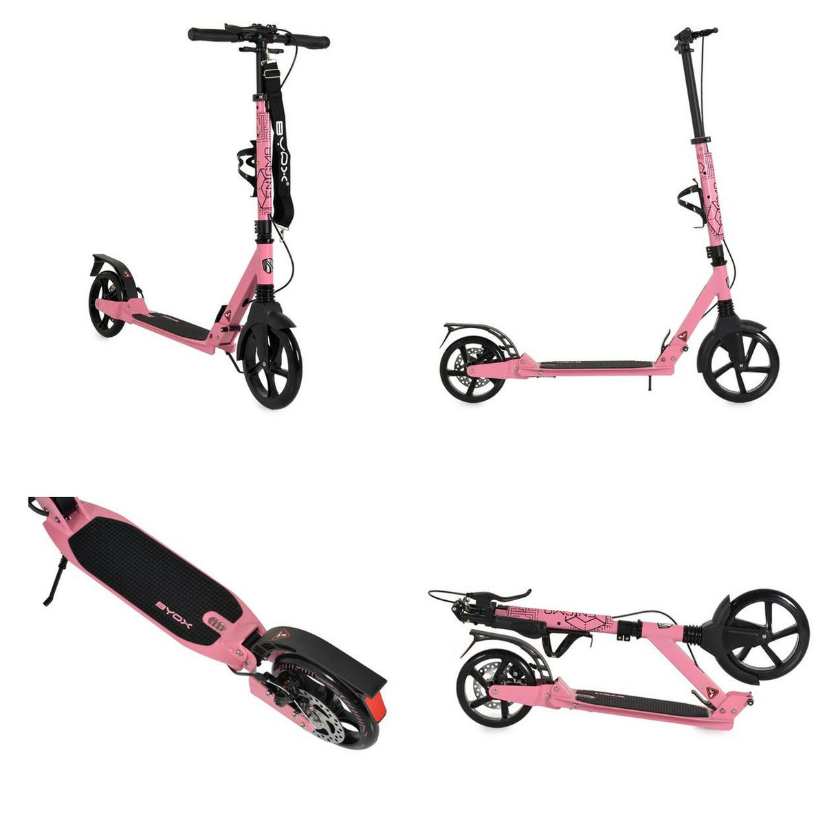 KINDERROLLER Enigma PU-Räder rosa klappbar Ständer Getränkehalter Handbremse - Rosa, Metall (90/40/100cm)