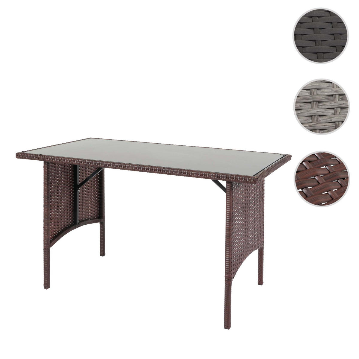 POLY-RATTAN ESSTISCH rechteck Braun - Braun, Kunststoff (60/112/68cm) - MCW