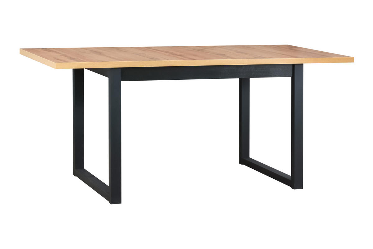 ESSTISCH Ikon 3 - Eiche Wotan/Schwarz, Holz/Metall (80/140/78cm) - Leaf Design