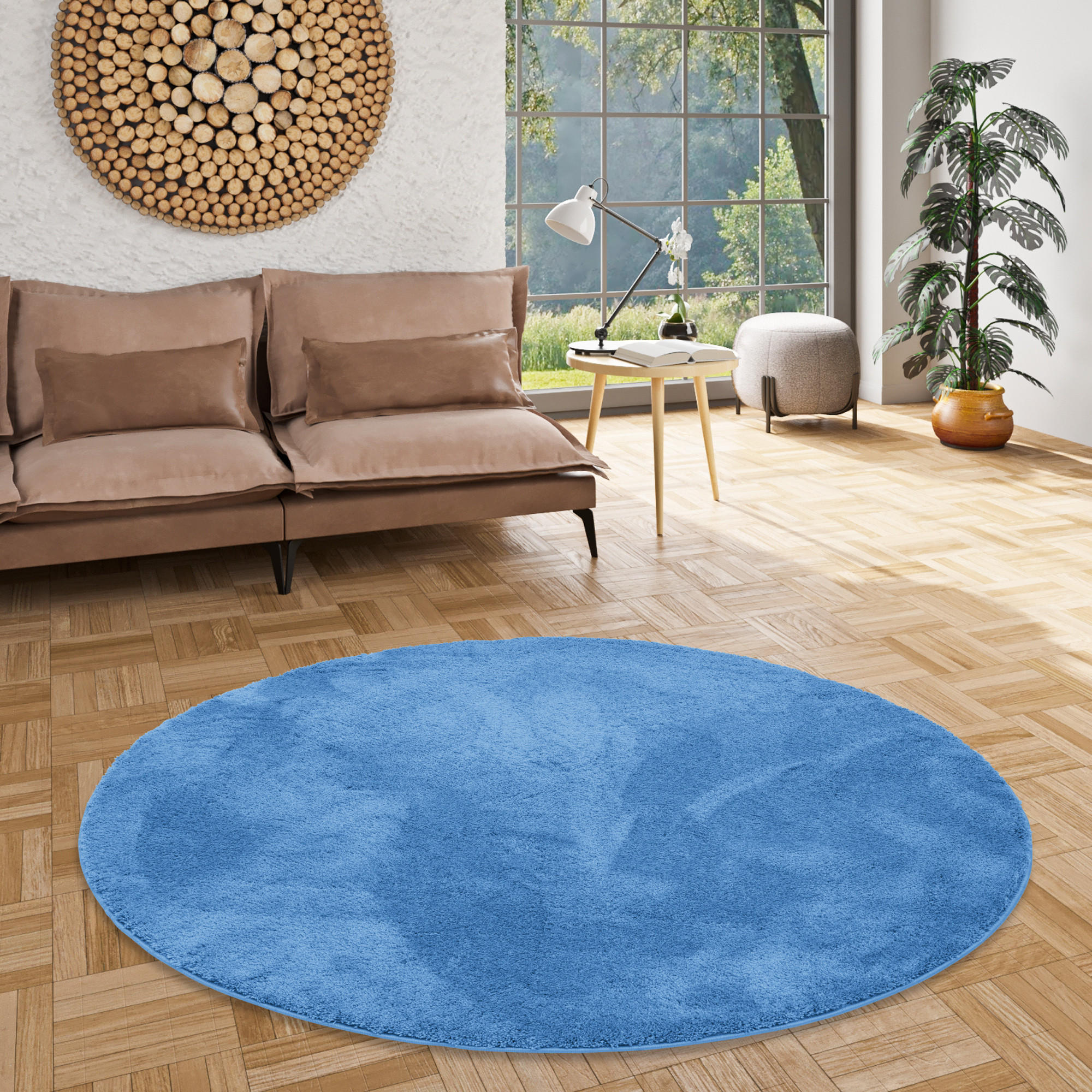 HOCHFLOR SUPER SOFT TEPPICH SILKY RUND - Blau, Textil (160/160cm) - Pergamon