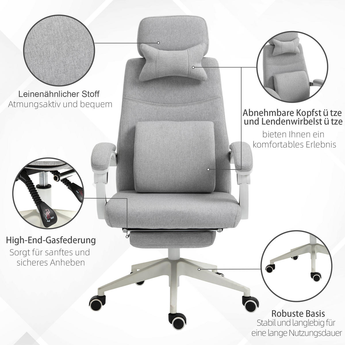 BÜROSTUHL Grau - Grau, Textil (68/62/127cm) - Jamb