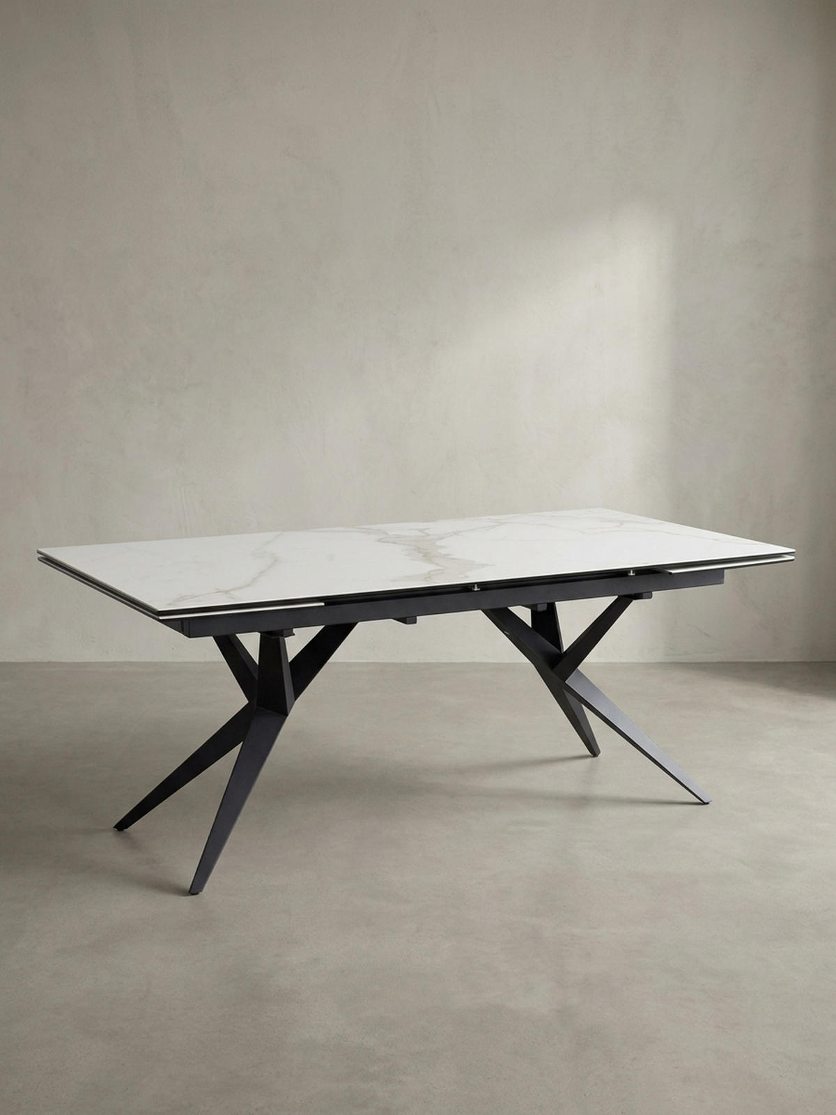 ESSTISCH Ausziehbar Keramik Glas Marmoroptik Groß, Weiß 180x95x76 cm - Schwarz/Weiß, Keramik/Metall (95/180/76cm) - KADIMA DESIGN
