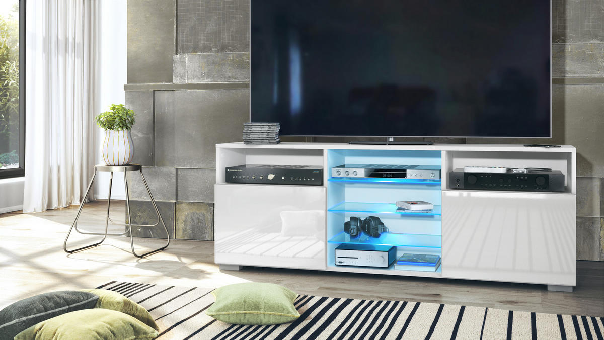 LOWBOARD Granada Front in Weiß Hochglanz - Weiß Hochglanz, Holzwerkstoff (146/54/35cm) - Vladon