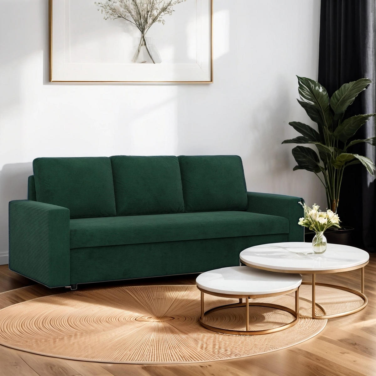 SOFA Neo mit gerader Armlehnen grün - Grün, Textil (220/92/92cm) - SIMKAM Furniture