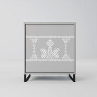 SIDEBOARD THAI GRAY, Grau, 57,5x42x67,5 cm, Schwarze Metall-Rahmenfüße - Multicolor/Schwarz, Holzwerkstoff/Metall (57.5/67.5/42cm) - SpaceRebels