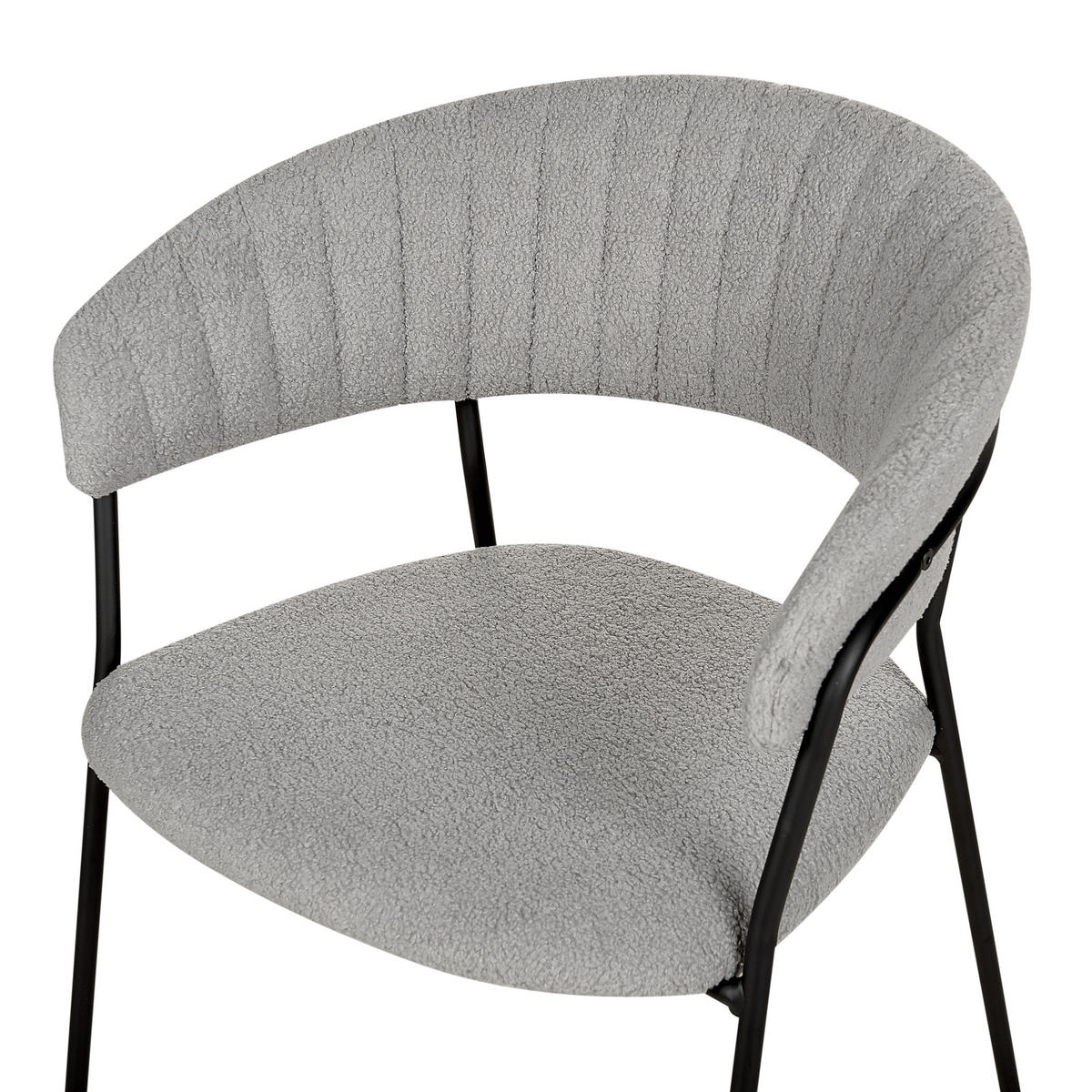 STUHL 2er-Set Bouclé grau Mariposa - Schwarz/Grau, Textil (55/78/55cm) - Beliani