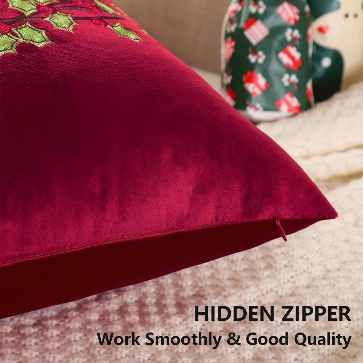 KISSENBEZUG 2er Set 45 x 45 cm Weihnachten - Bordeaux, Textil (45/45cm)