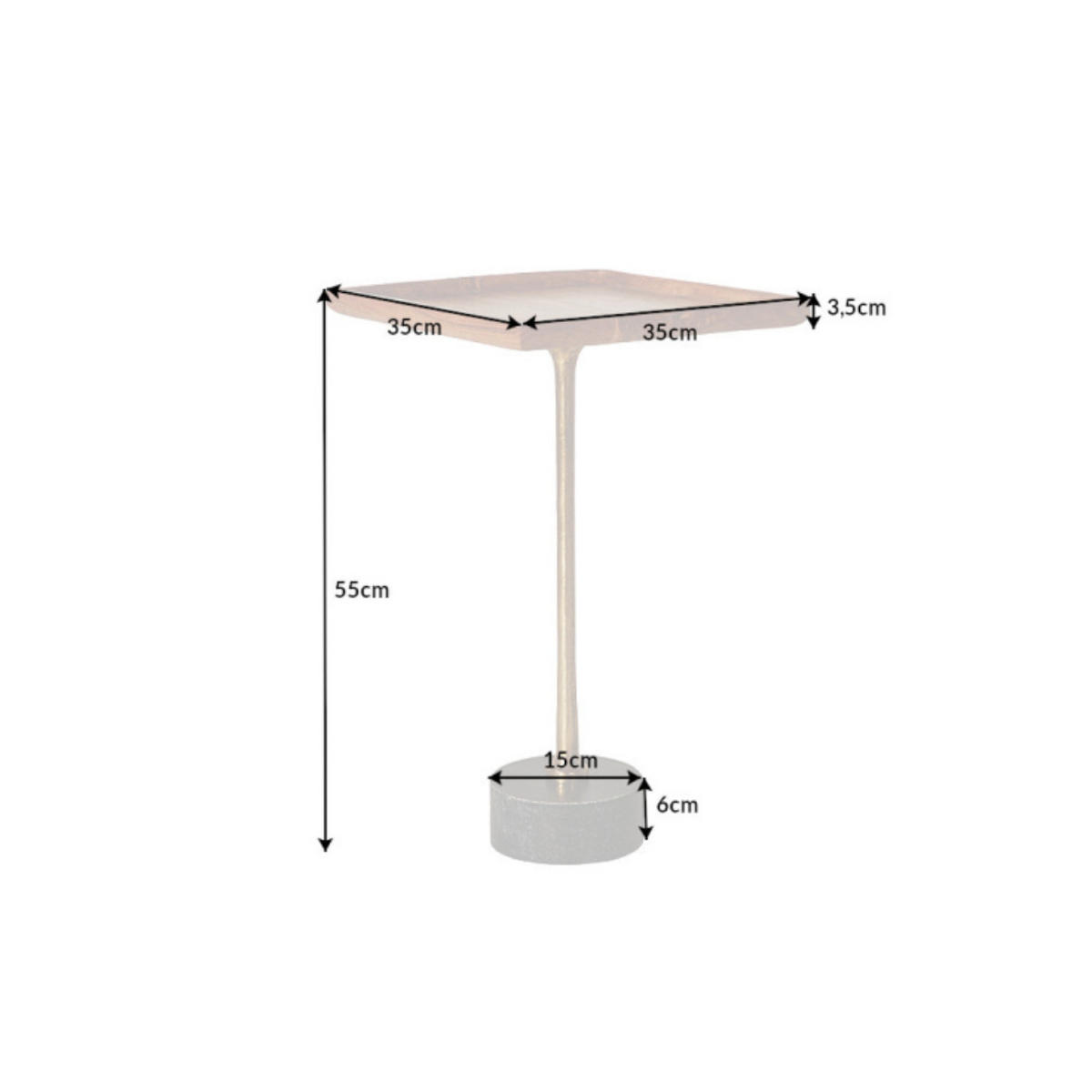 BEISTELLTISCH TRAYFUL Akazie Natur 55cm - Goldfarben/Schwarz, Holz/Stein (35/35/55cm) - riess-ambiente