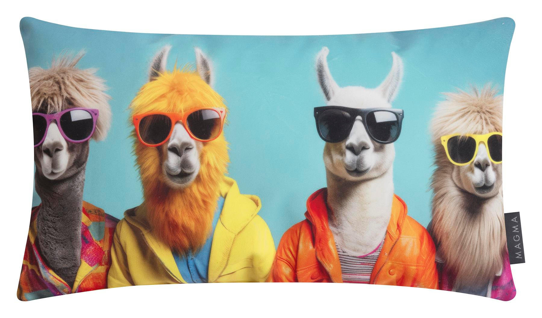 DEKOKISSEN Crazy Lama - Hellblau, Textil (50/30/8cm) - Magma Heimtexx