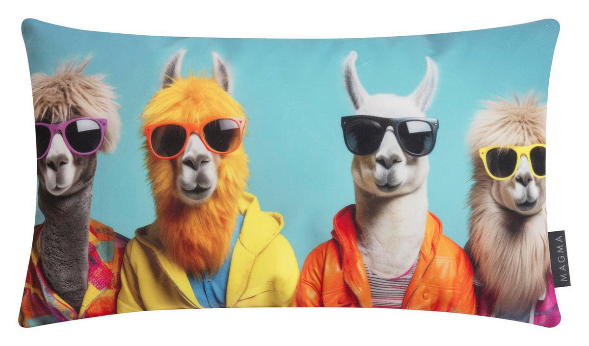 DEKOKISSEN Crazy Lama - Hellblau, Textil (50/30/8cm) - Magma Heimtexx