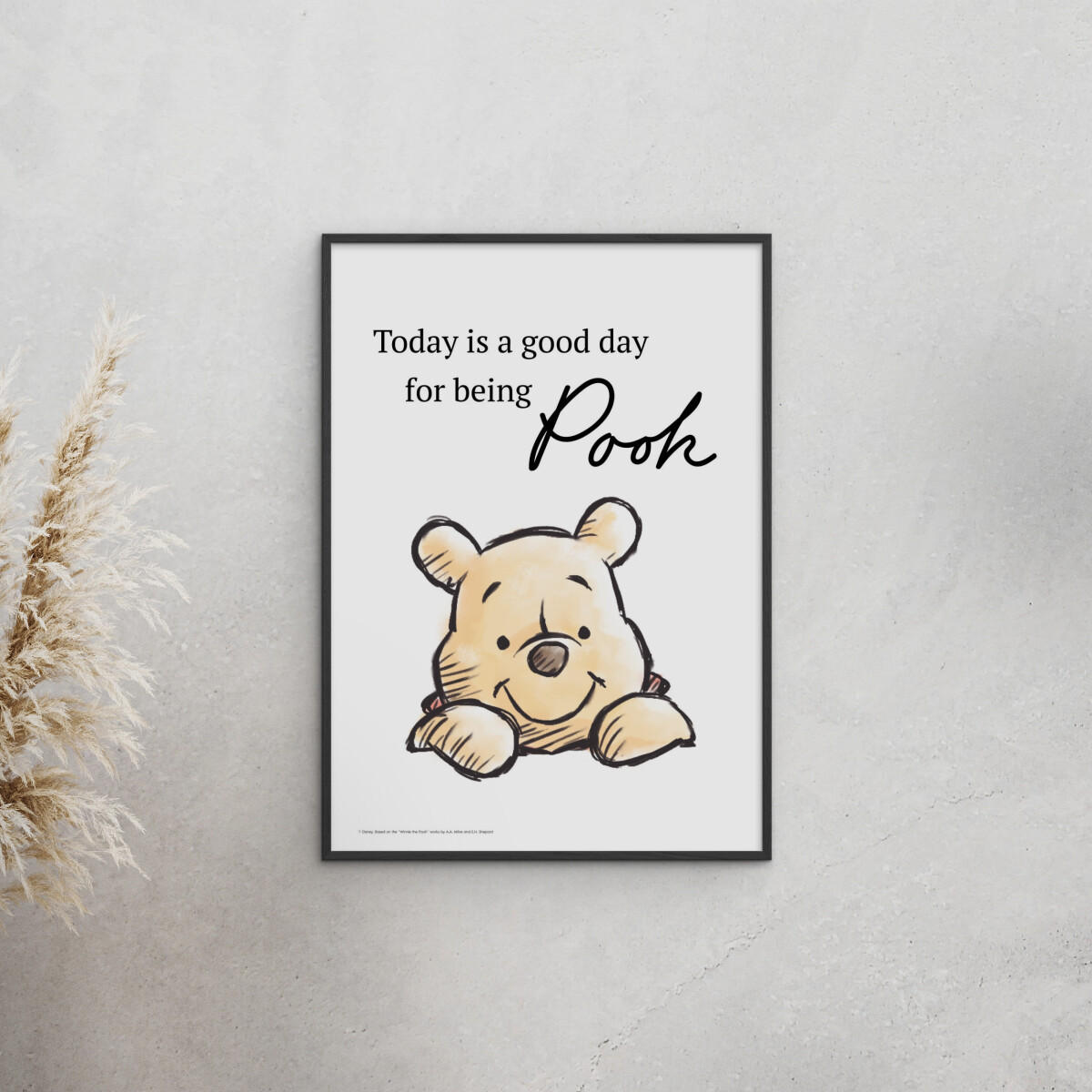 POSTER mit Rahmen Disney - Just Being Winnie the Pooh Today - Gelb/Schwarz, Holz/Papier (70/100cm) - Poster&Frame
