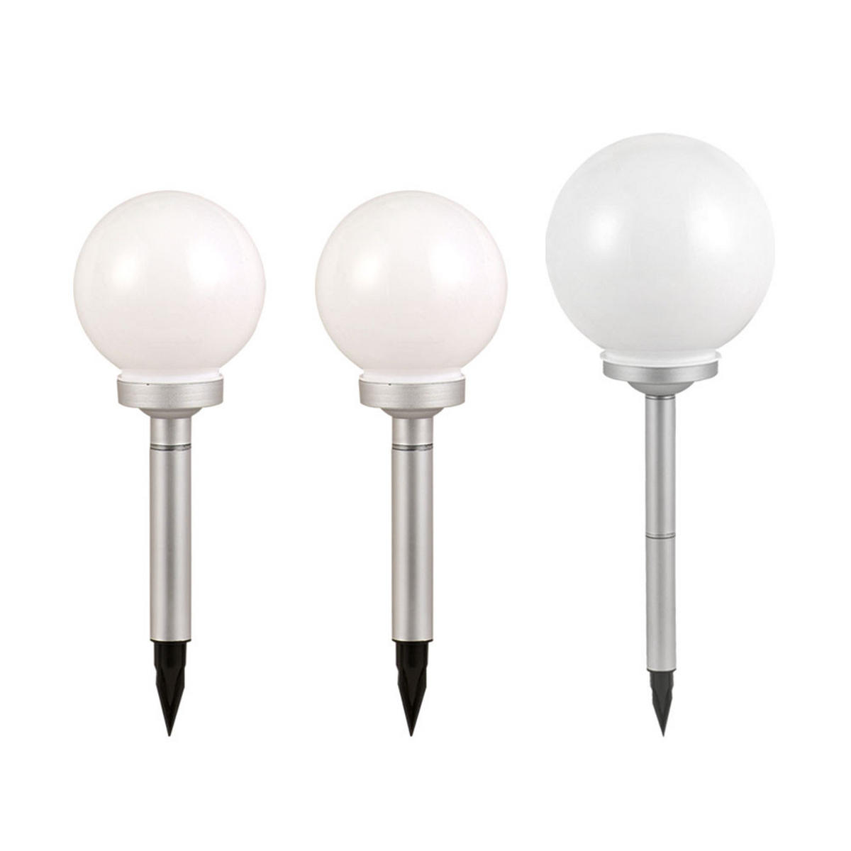 LED AUSSENLEUCHTE Kugel Weiß 3er Set - Weiß, Kunststoff (20/20/52cm)
