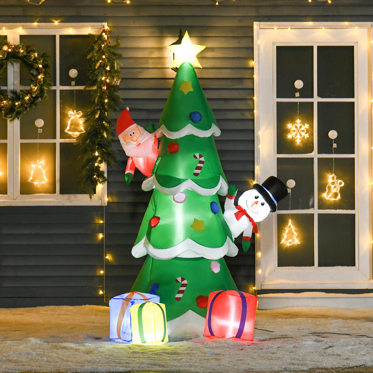 AUFBLASBARER Weihnachtsbaum, Polyester, Grün - Grün, Kunststoff (125/210/144cm) - HOMCOM