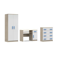 KINDERZIMMER-SET INGE V 3-teilig in Weiß+Sonoma/Blau - Blau/Weiß, Holzwerkstoff (270/50/192cm) - Deine Möbel 24