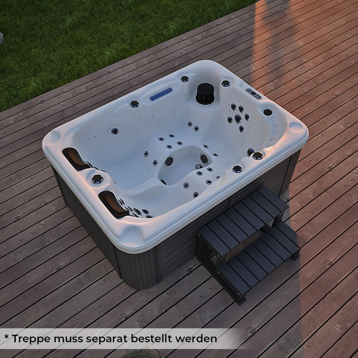 OUTDOOR WHIRLPOOL BEACH - Ausstattung: Pure - Anthrazit, Kunststoff (210/83/155cm) - Home Deluxe