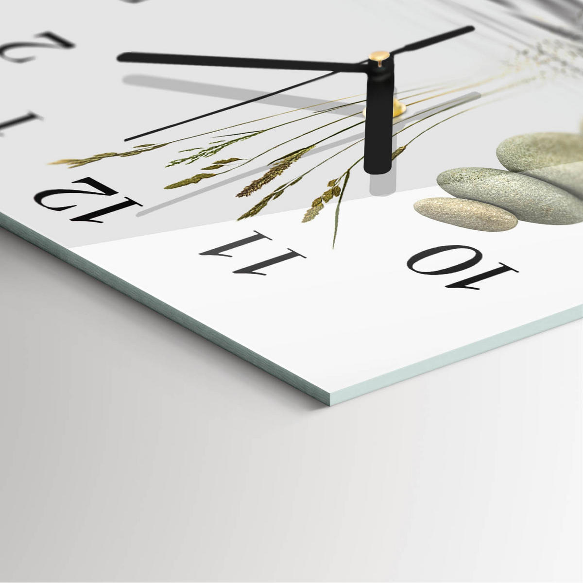 WANDUHR 30x30 cm - Steine - Weiß, Glas (30/30/0.4cm) - TULUP