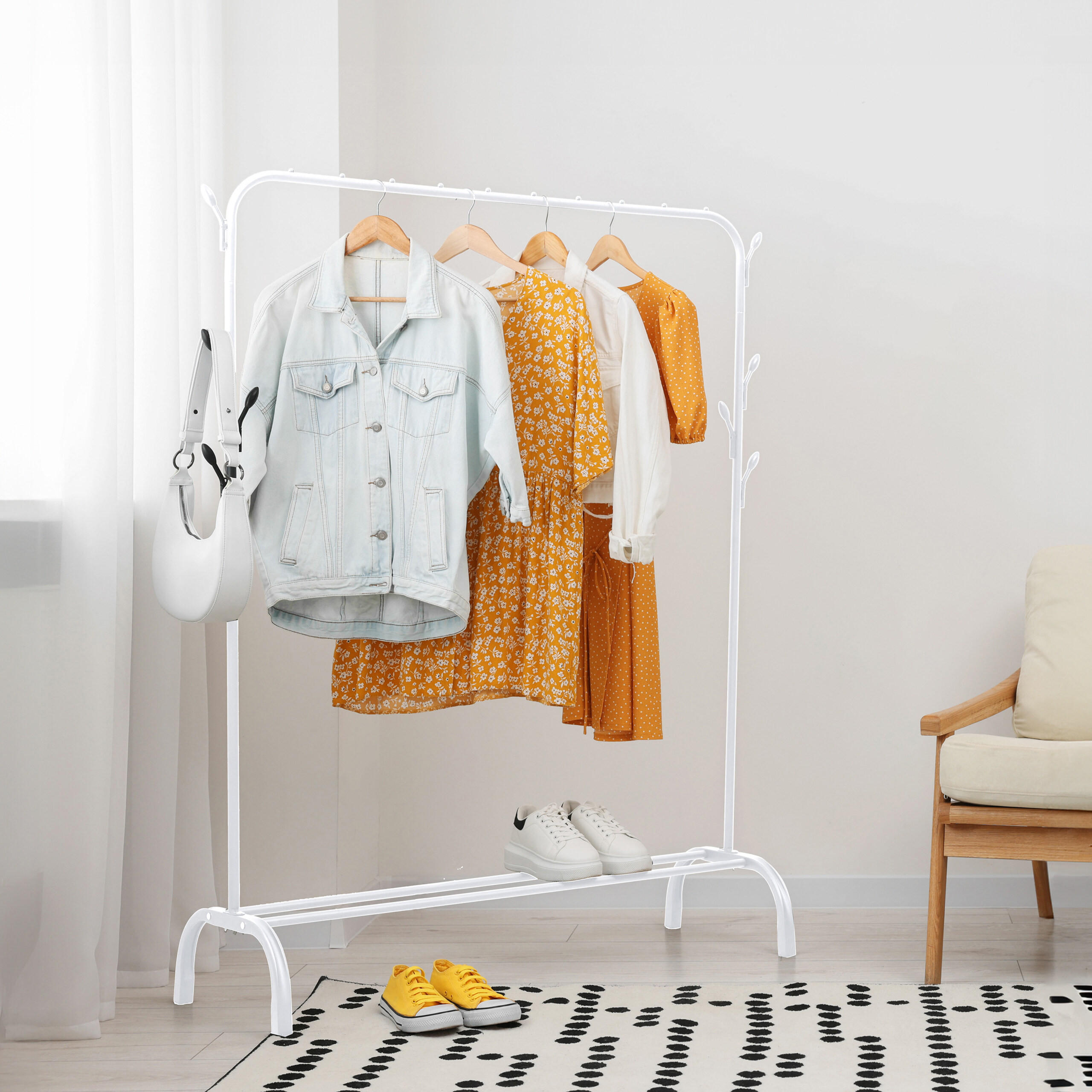 KLEIDERSTÄNDER - Weiß, Kunststoff/Metall (110/148/40cm) - Relaxdays