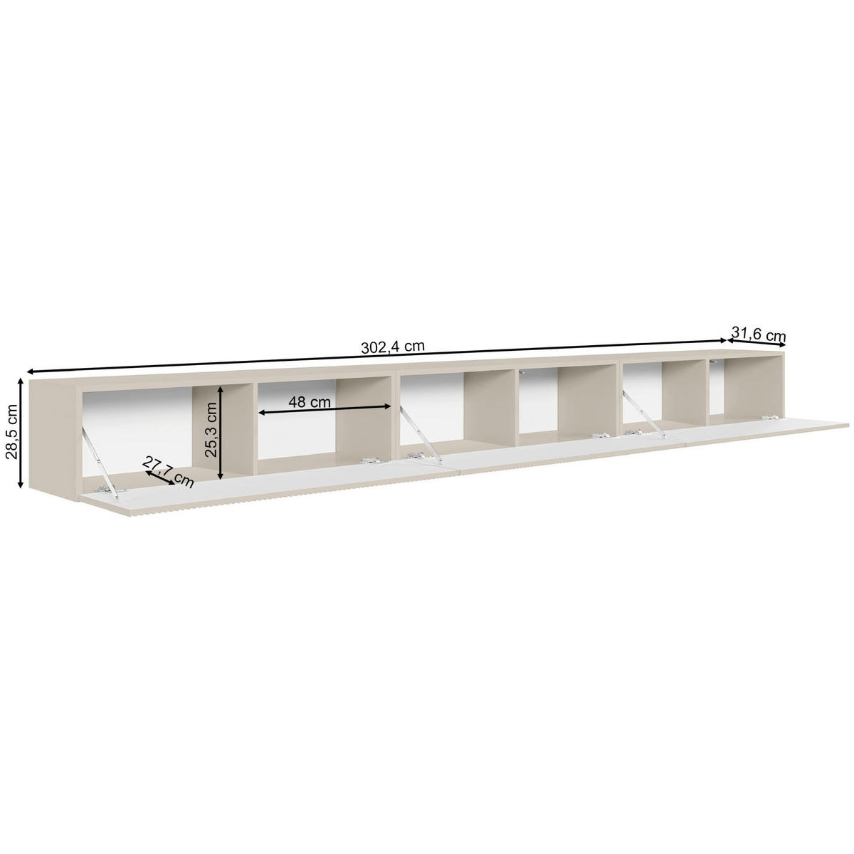 TV stolek Veldio závěsný Greige 300/28/32 cm - šedohnědá, kompozitní dřevo (302.4/28.5/31.6cm) - Selsey