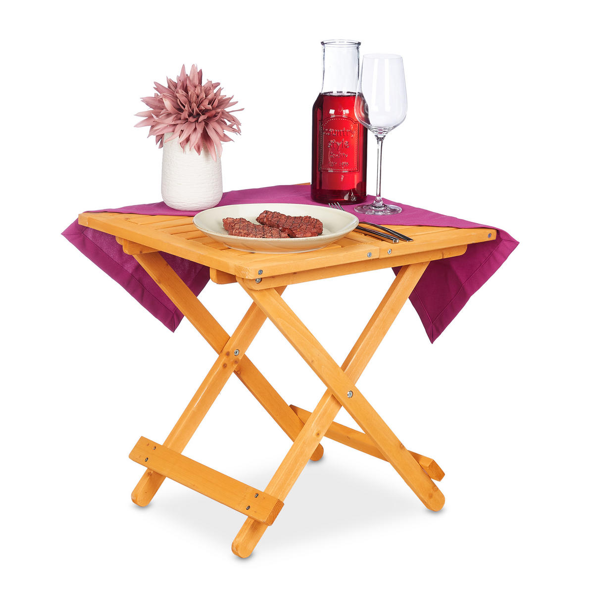 KLAPPTISCH - Hellbraun, Holz (50/50/50cm) - Relaxdays