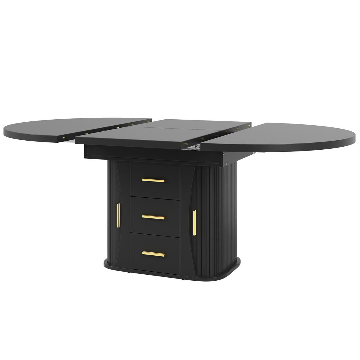 ESSTISCH ausziehbar 118-158 x 118 x 77 cm MDF Schwarz - Schwarz, Holzwerkstoff (158/118/77cm) - Meubliv