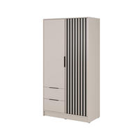 KLEIDERSCHRANK Nelly Kaschmir, Schrank zweitürige mit Schwarz Lamellen - Kaschmir/Schwarz, Holzwerkstoff (105/200/51cm) - Bettso