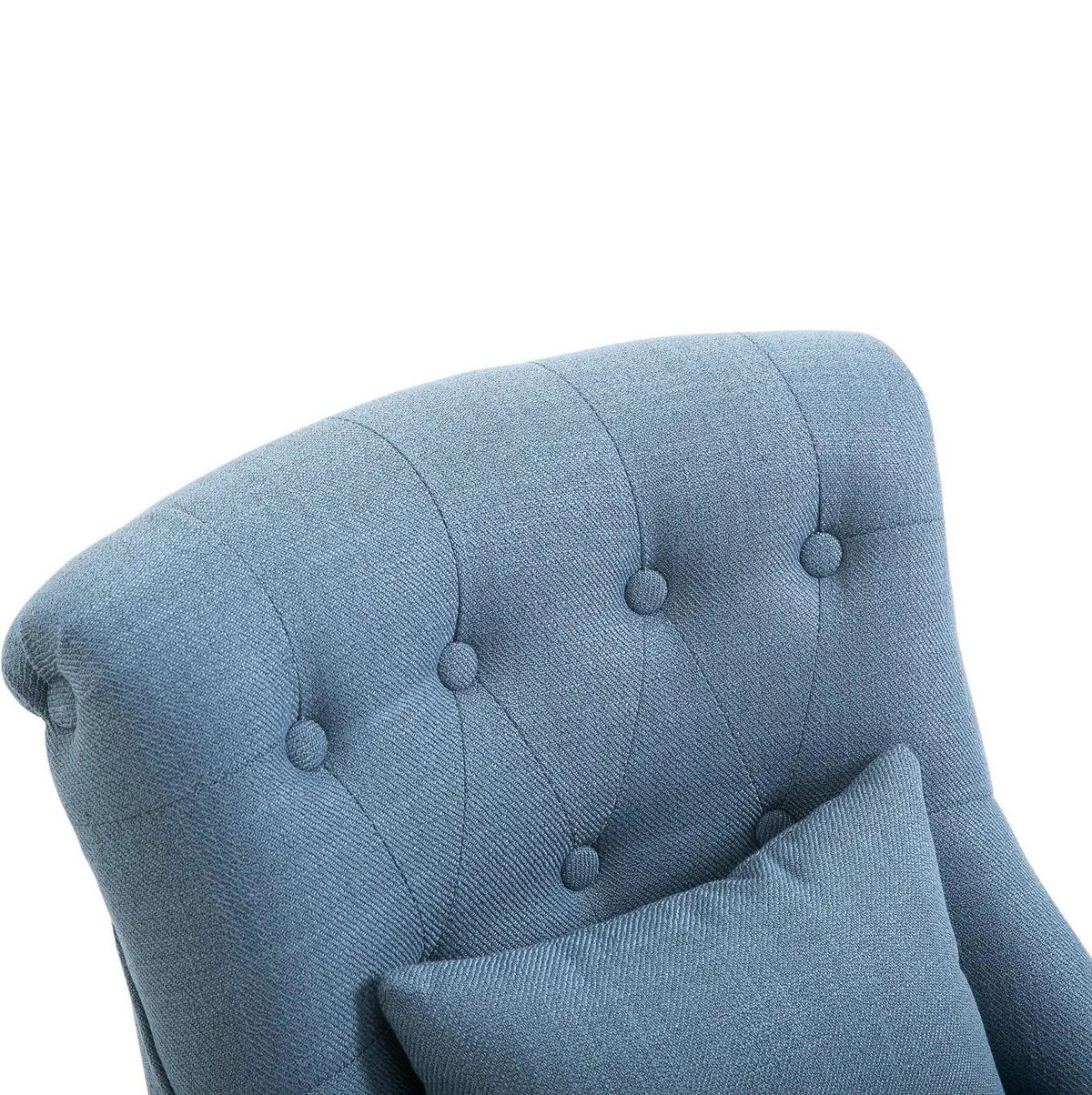 SESSEL 52,5/69/77 cm in Blau aus Leinen im Vintage-Stil - Blau, Textil (69/77/52.5cm) - Flora Grace