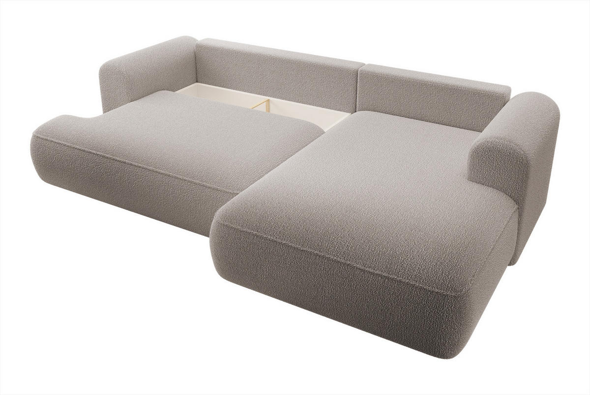 ECKSOFA Ovo Dunkelbeige Boucle - Schwarz/Mokka, Kunststoff/Textil (260/165cm) - Selsey