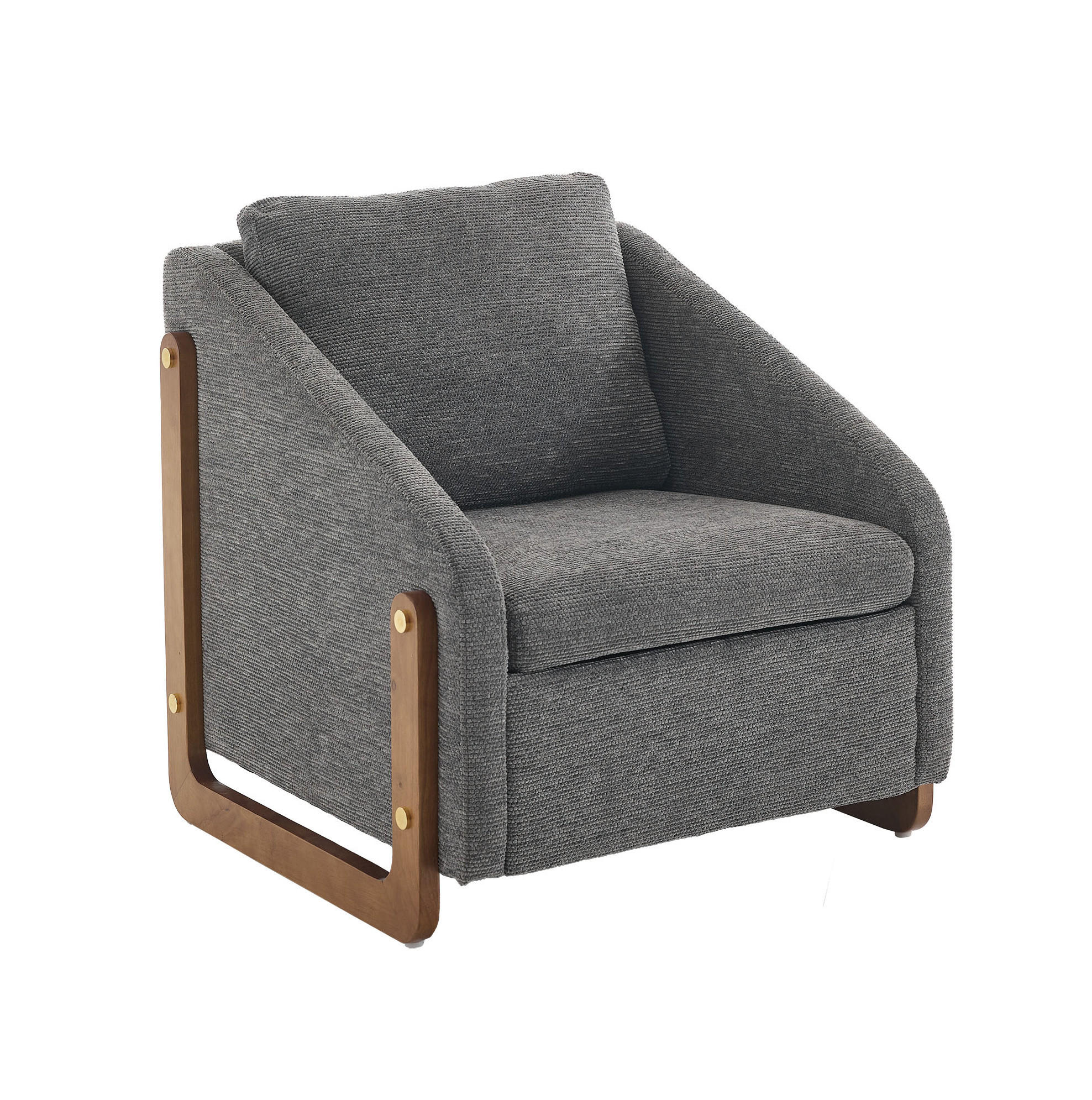 SESSEL mit Chenillebezug und Holzarmlehnen 73.5/73.5/73.5 cm Grau - Grau, Textil (73.5/73.5/73.5cm) - Redom