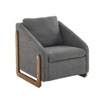 SESSEL mit Chenillebezug und Holzarmlehnen 73.5/73.5/73.5 cm Grau - Grau, Textil (73.5/73.5/73.5cm) - Redom