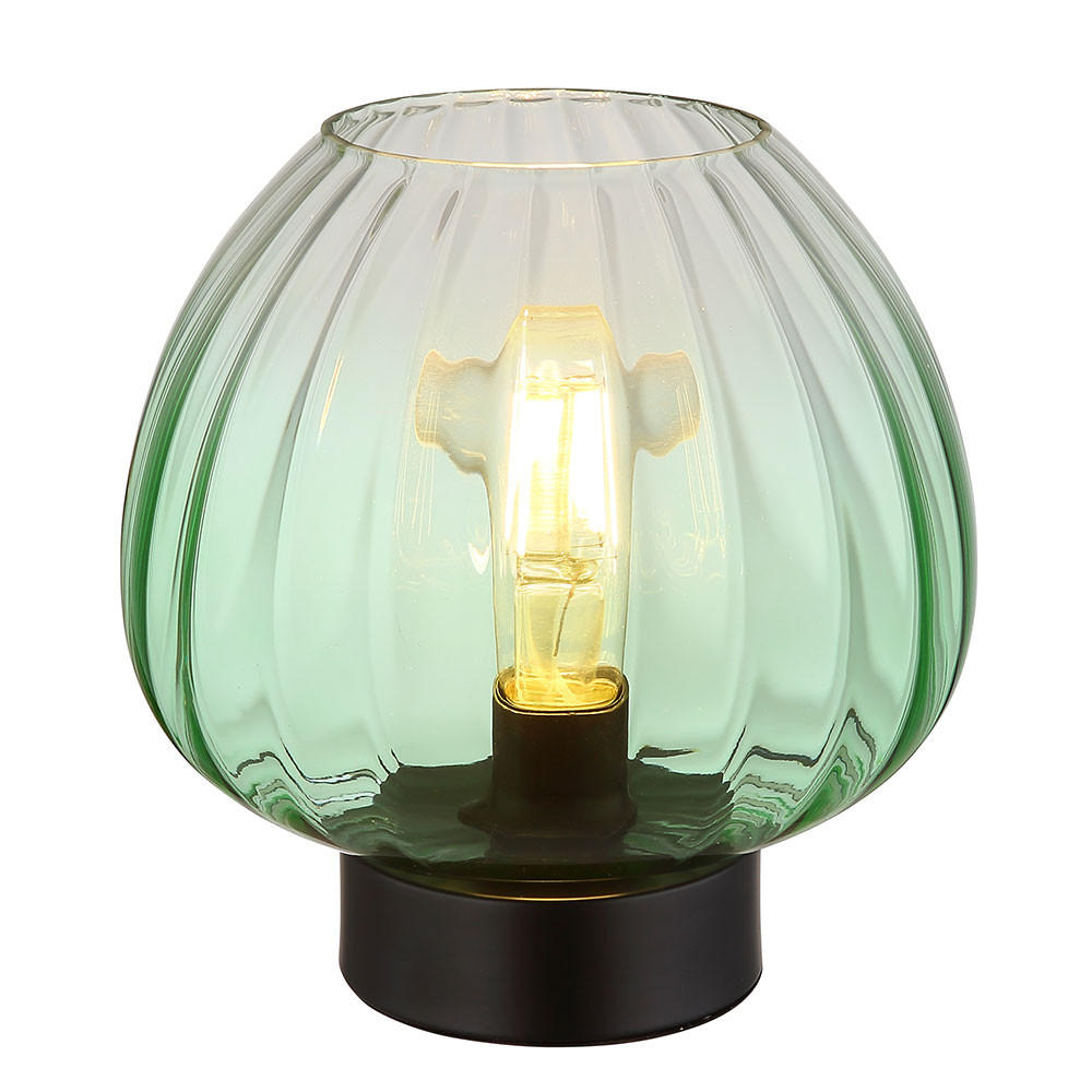 TISCHLEUCHTE, Metall/Glas, schwarz/grün, LED - Grün, Glas (23/23/23.5cm) - Globo Lighting