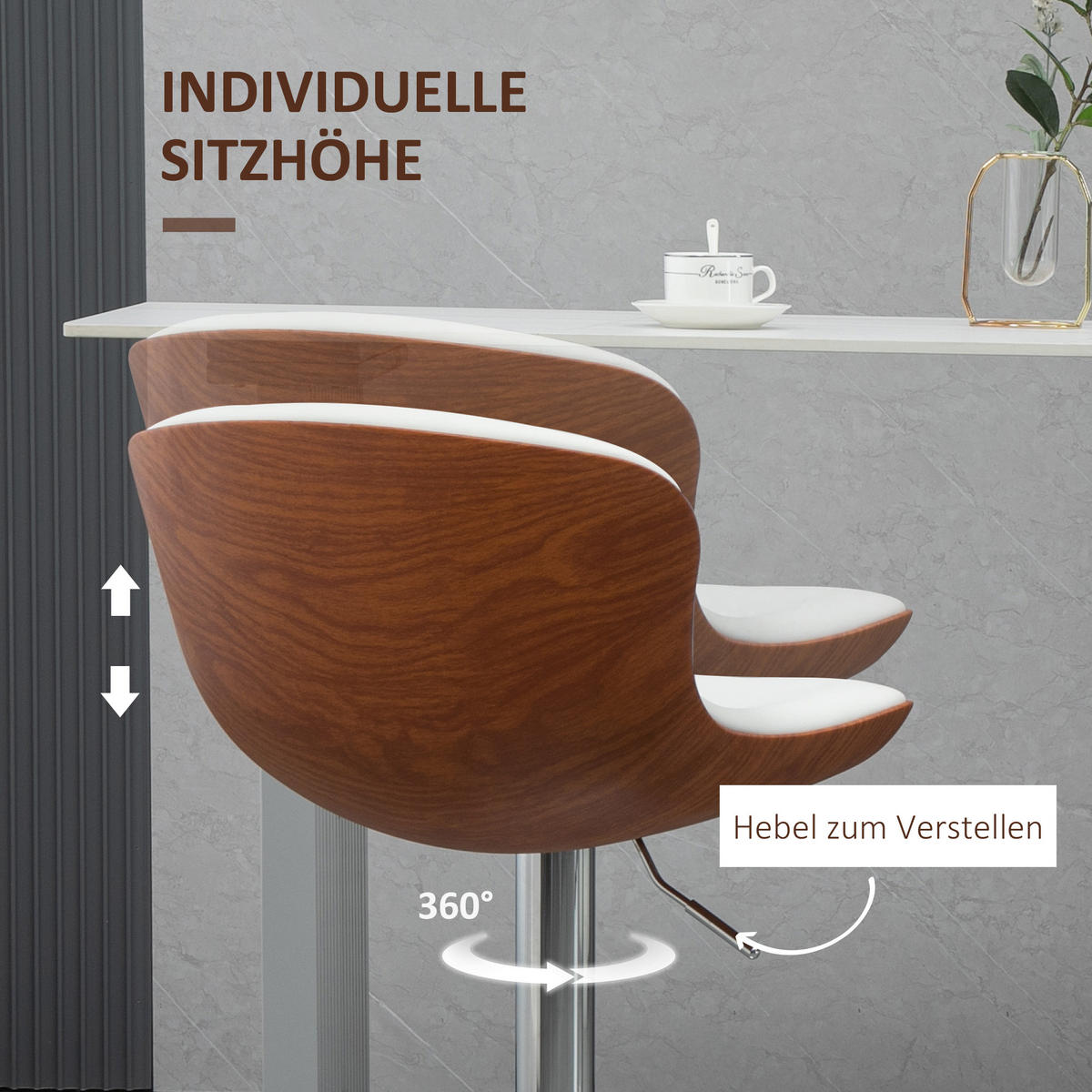 BARHOCKER 2er-Set Creme 50.0/46.0/106.0 cm - Creme, Leder (46/106/50cm)