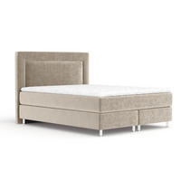 BOXSPRINGBETT Laguno Beige 180/200 cm mit Latex-Topper - Beige/Silberfarben, Holz/Holzwerkstoff (180/200cm) - Maison de Reve