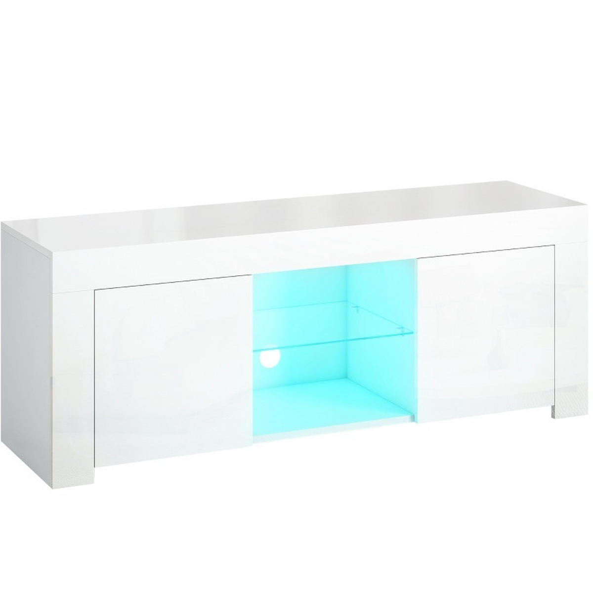 LOWBOARD 120/34/45 cm Weiß aus Glas mit LED-Beleuchtung - Weiß, Glas (34/45/120cm) - OKMYHOME