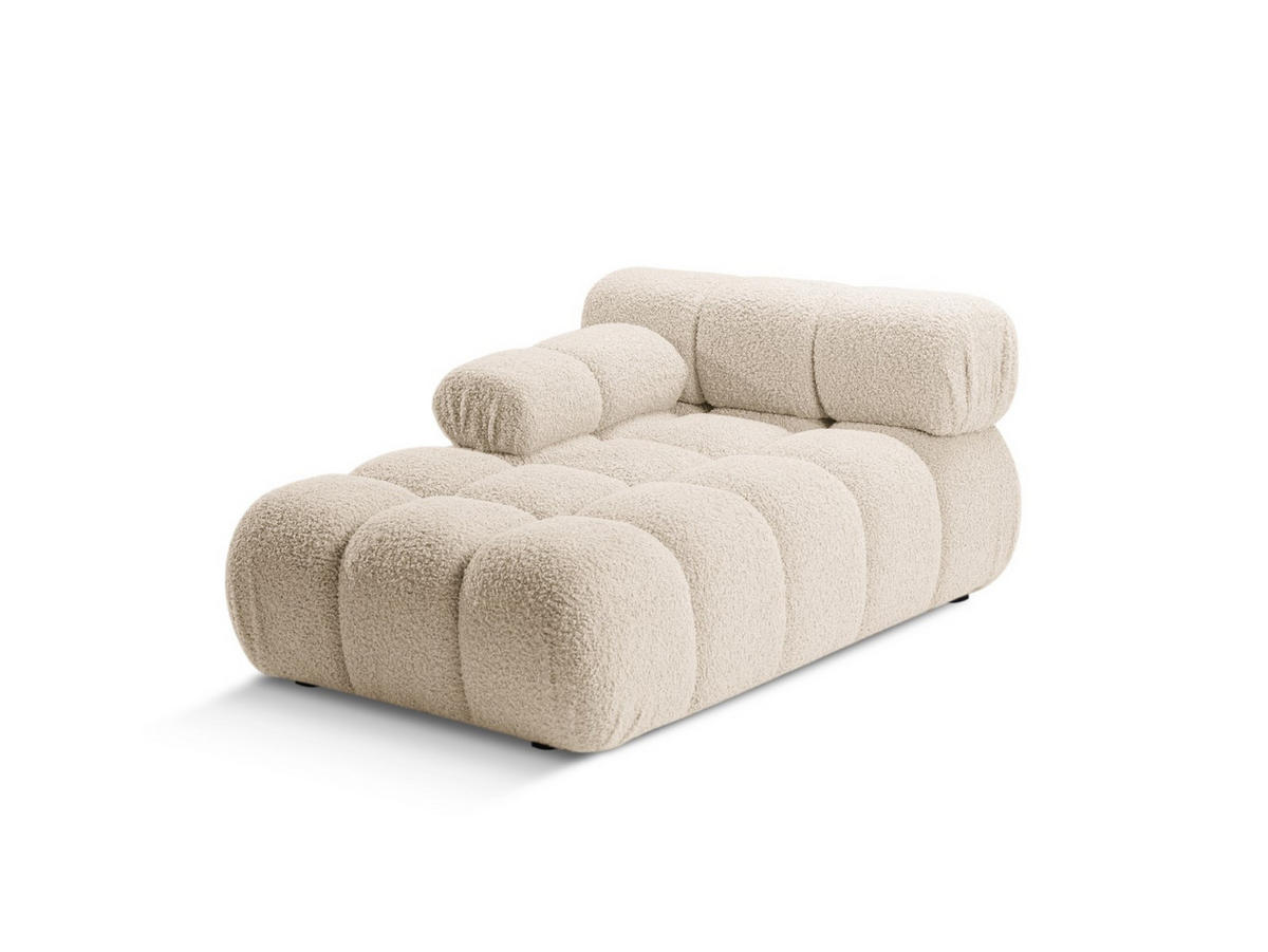 CHAISELONGUE links Bellis aus Boucle leichtes beige - Creme, Textil (94/70/155cm) - Micadoni