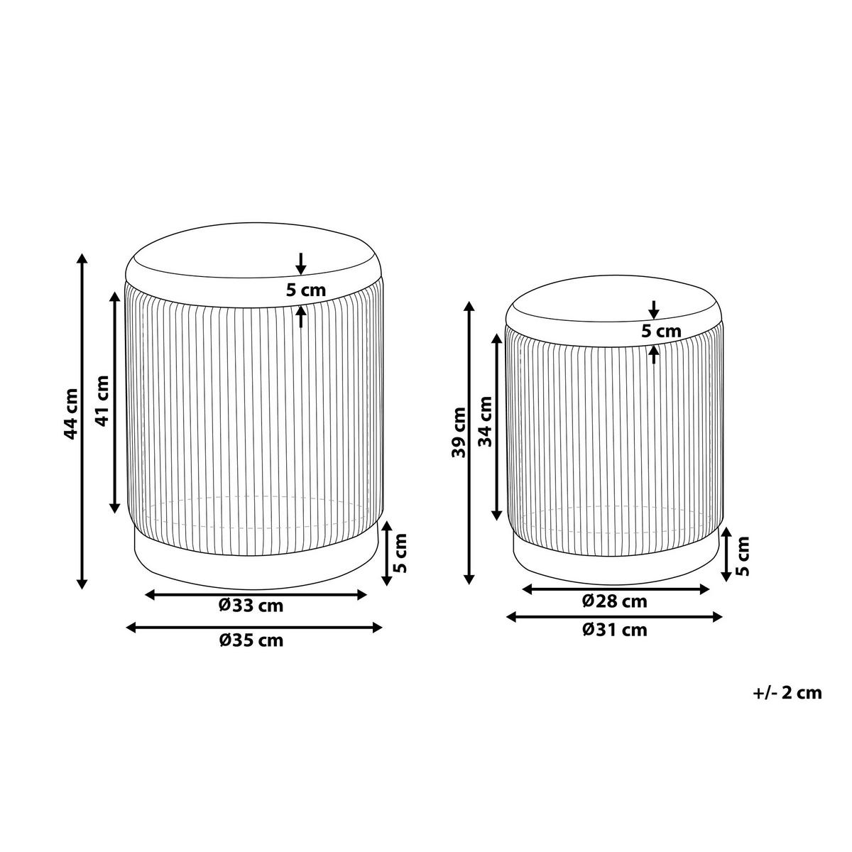 POUF Miramar 35-31/35-31/44-39 cm - alb, material textil (35/44/35cm) - Beliani