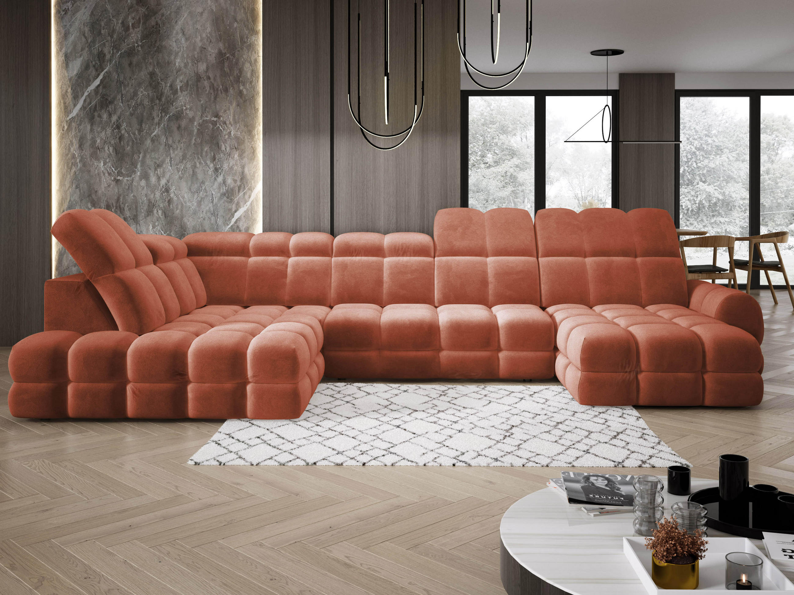 ECKSOFA TOLLO Salvador-stoff U-form 400x217x105 cm rustikal - Wildeiche, Holz/Textil (400/217cm) - DomoHome